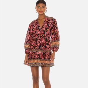Alice + Olivia Sedona Printed Tie Neck Mini Dress